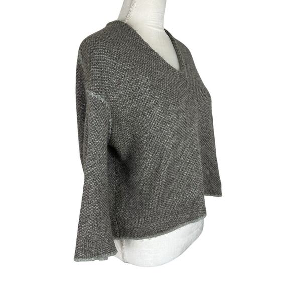 Soyer Mohair Blend Cropped Boxy Sweater V-Neck 3/4 Sleeve Size Small - Picture 2 of 6